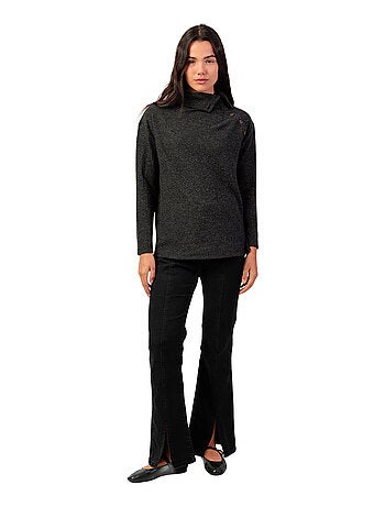 Top manches longues col montant boutonné Neck Buttons
