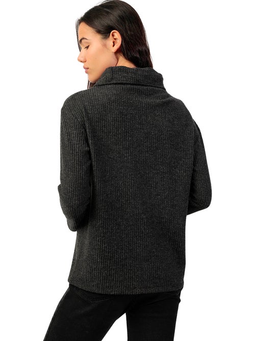 Top manches longues col montant boutonné Neck Buttons - Kiabi