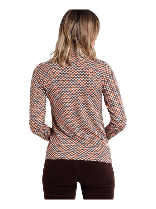 Top manches longues col montant Houndstooth - Kiabi