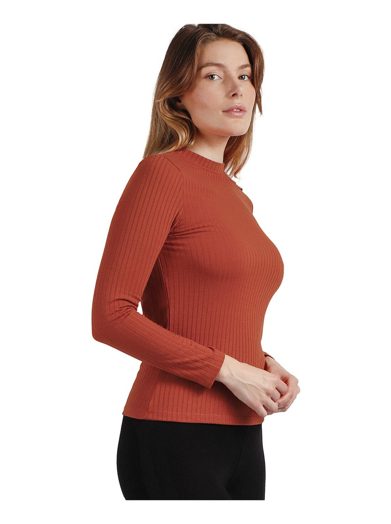 Top manches longues col montant Perkins Orange - Kiabi
