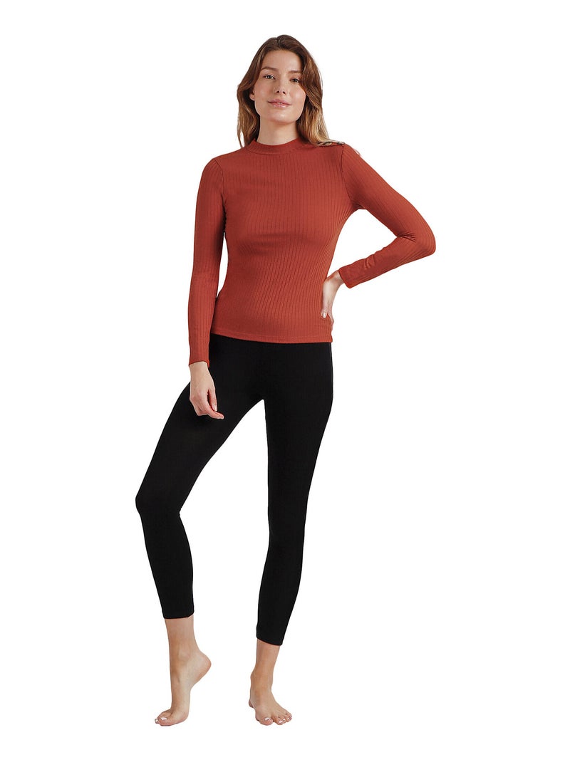 Top manches longues col montant Perkins Orange - Kiabi