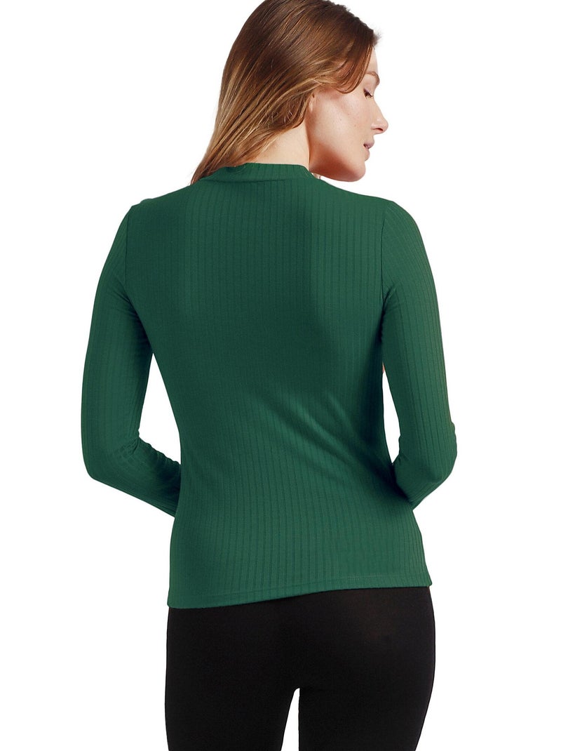 Top manches longues col montant Perkins Vert - Kiabi