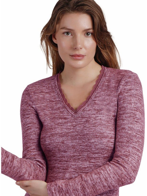 Top manches longues col V Puntilla - Kiabi