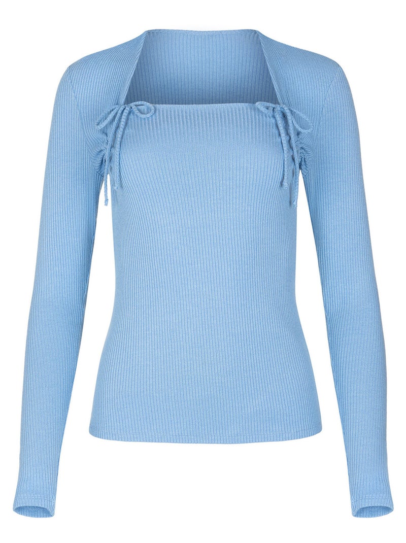 Top manches longues encolure réglable Kenza Bleu - Kiabi