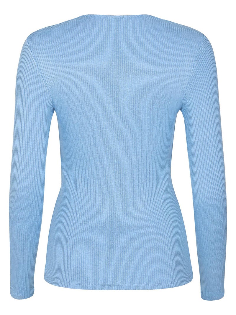 Top manches longues encolure réglable Kenza Bleu - Kiabi