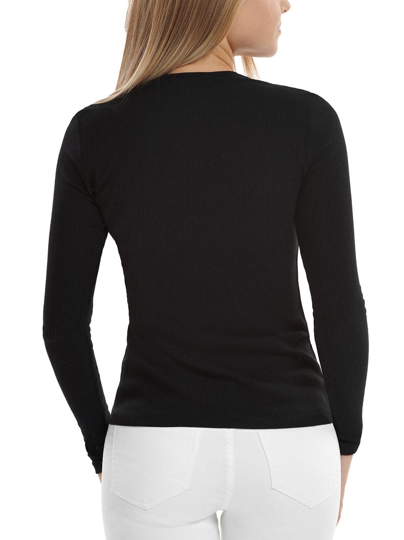 Top manches longues encolure réglable Kenza Noir - Kiabi