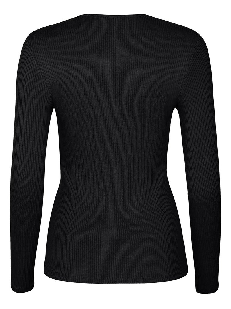 Top manches longues encolure réglable Kenza Noir - Kiabi