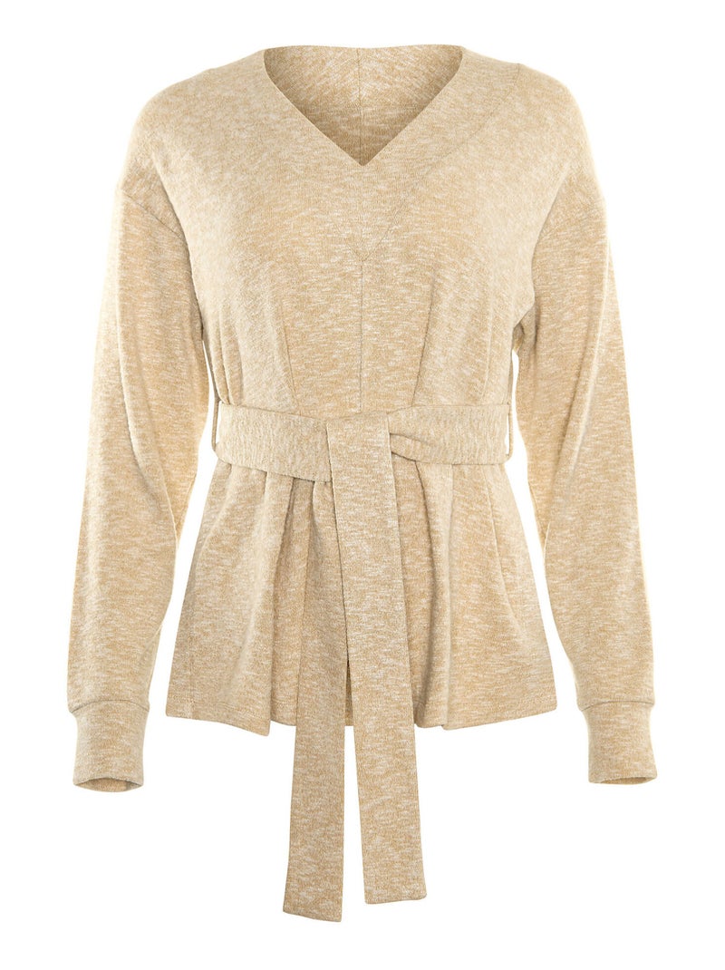 Top manches longues et ceinture Isadora Beige - Kiabi
