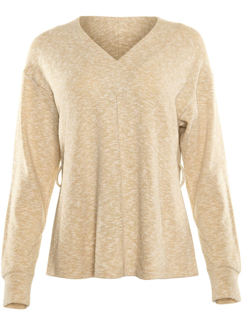 Top manches longues et ceinture Isadora Beige - Kiabi