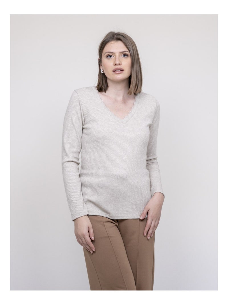 Top manches longues FALVY Beige - Kiabi
