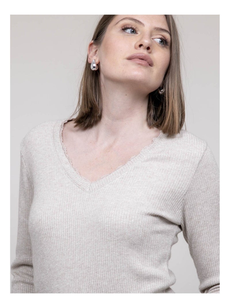 Top manches longues FALVY Beige - Kiabi