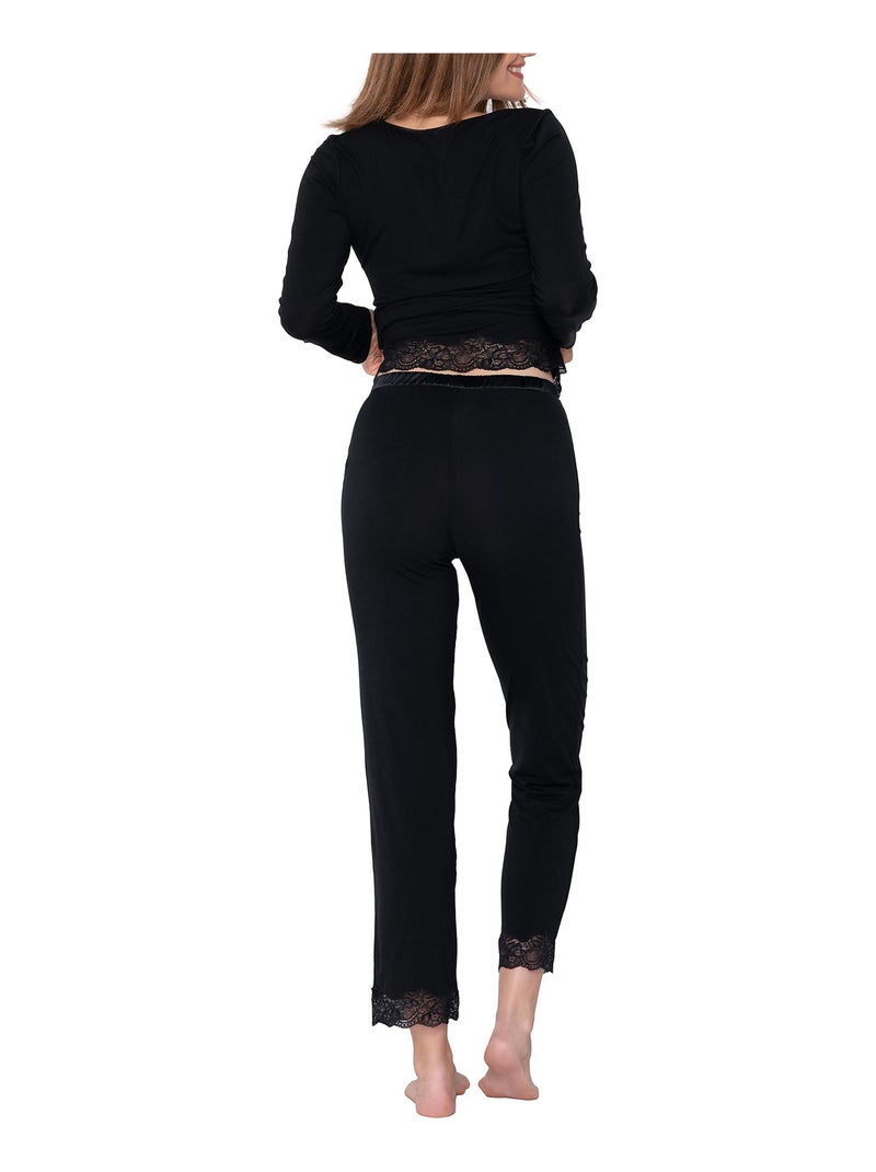 Top manches longues Micro Touch Noir - Kiabi