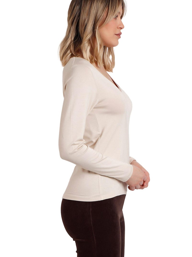 Top manches longues Pico Raso Ecru - Kiabi
