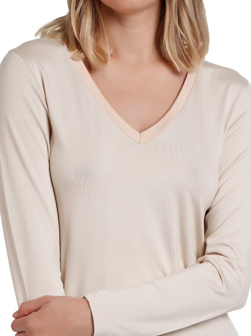 Top manches longues Pico Raso Ecru - Kiabi