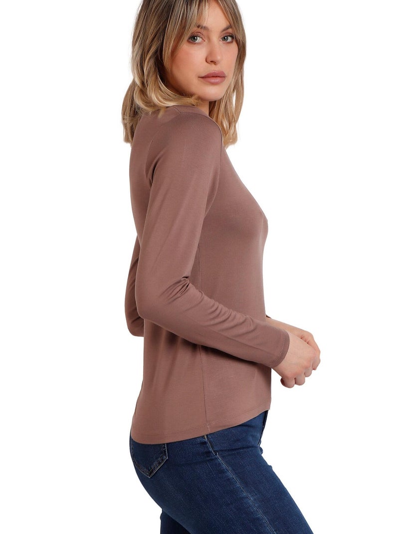 Top manches longues Pico Raso Marron - Kiabi
