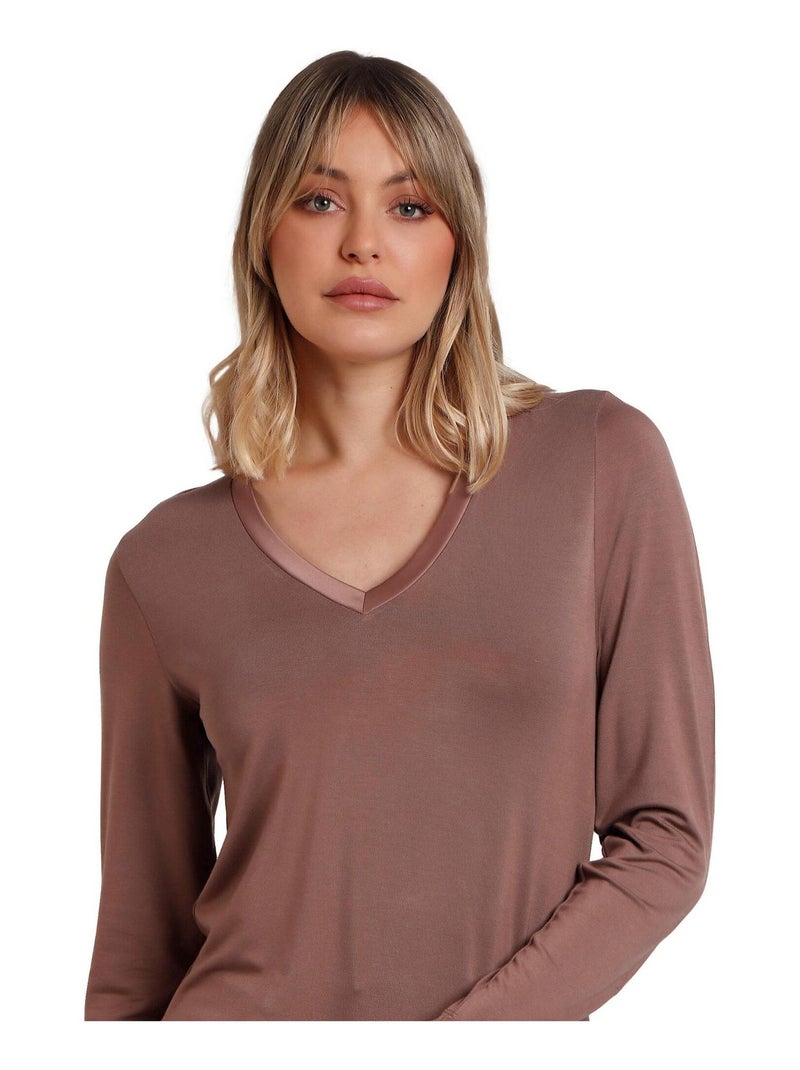 Top manches longues Pico Raso Marron - Kiabi