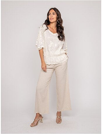 Top manches papillons broderie FLEURETTE