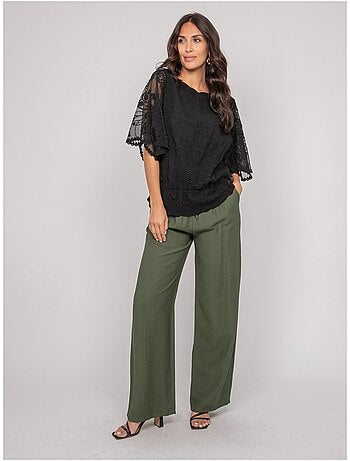 Top manches papillons broderie FLEURETTE