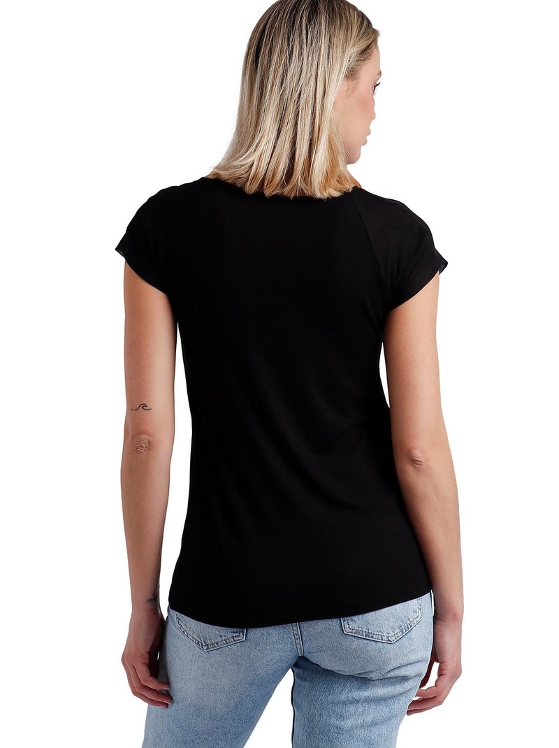 Top manches ultra courtes Raso Puntilla Noir - Kiabi