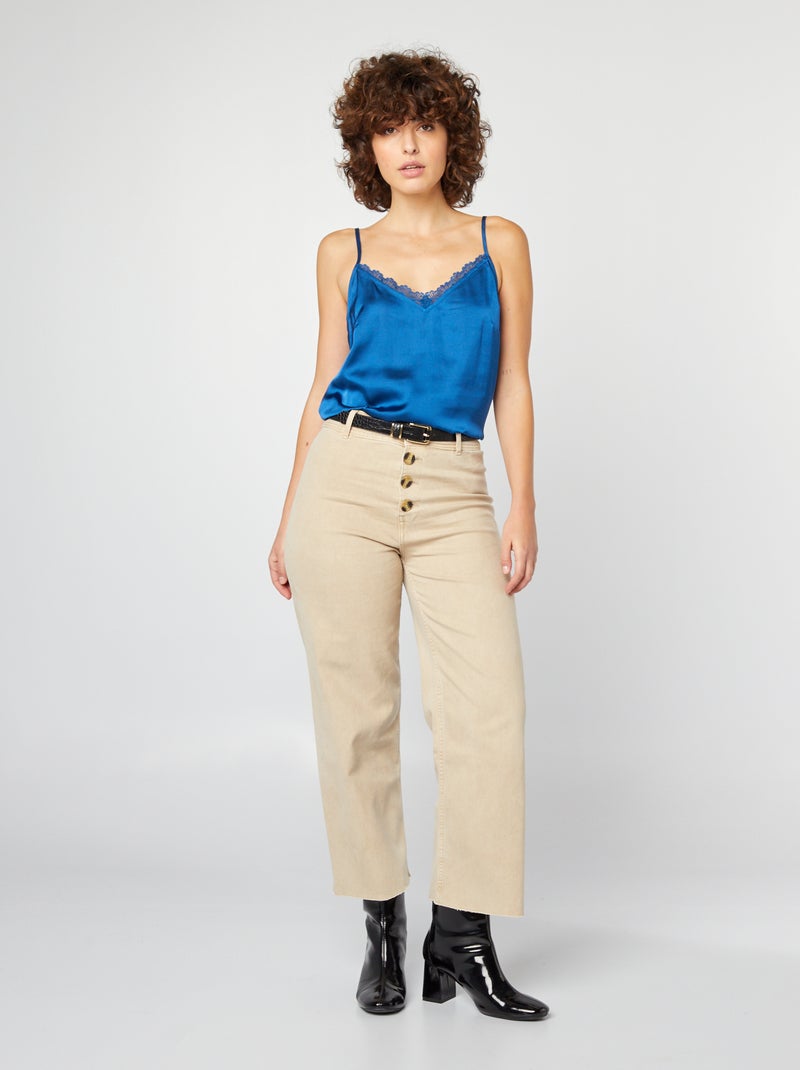 Top matière satinée Bleu - Kiabi