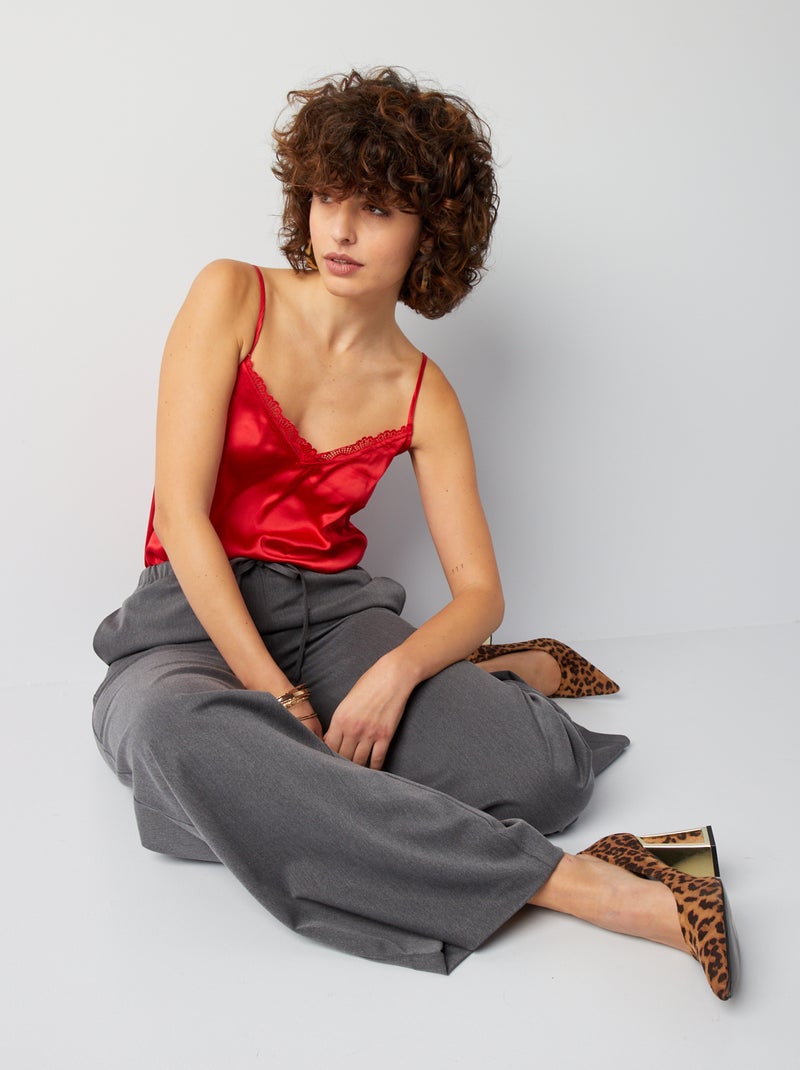 Top matière satinée Rouge - Kiabi