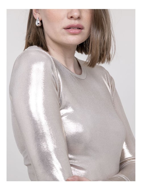 Top métallisé manches longues FLEURA - Kiabi