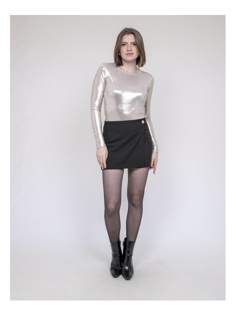 Top métallisé manches longues FLEURA Beige - Kiabi