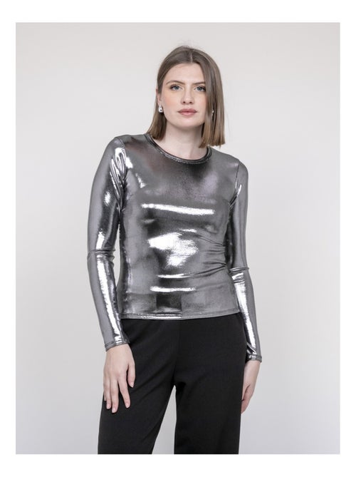 Top métallisé manches longues FLEURA - Kiabi