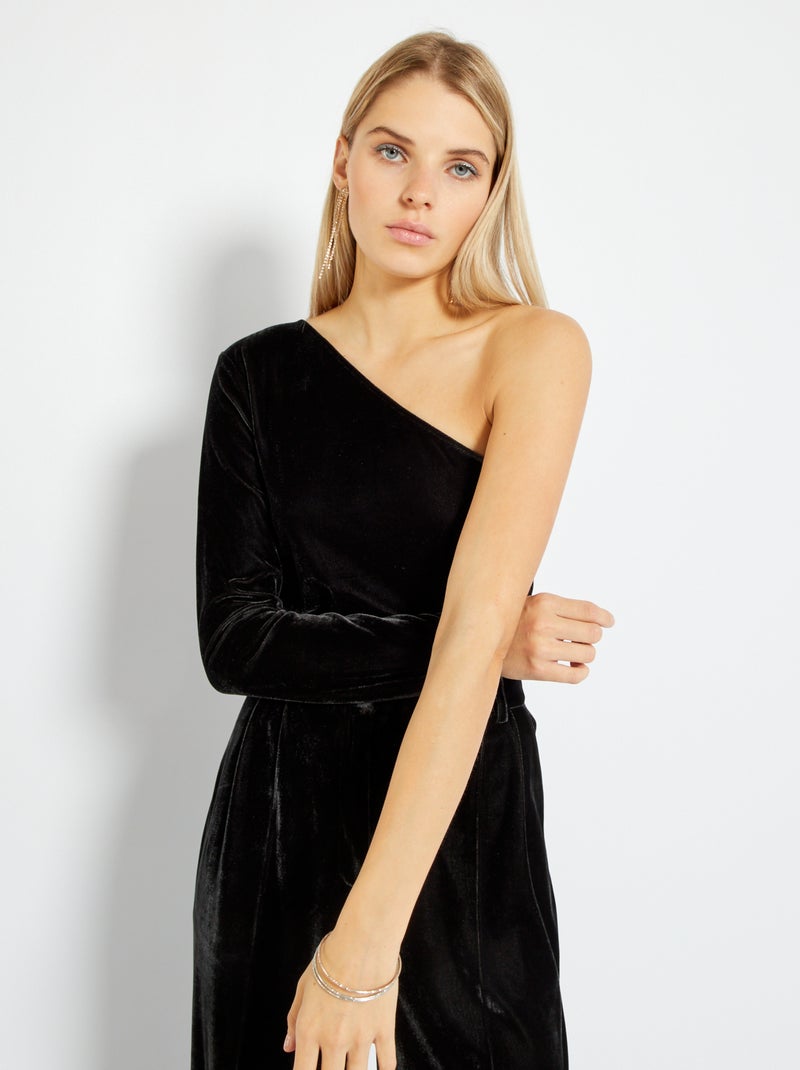 Top one shoulder en velours Vert bouteille - Kiabi