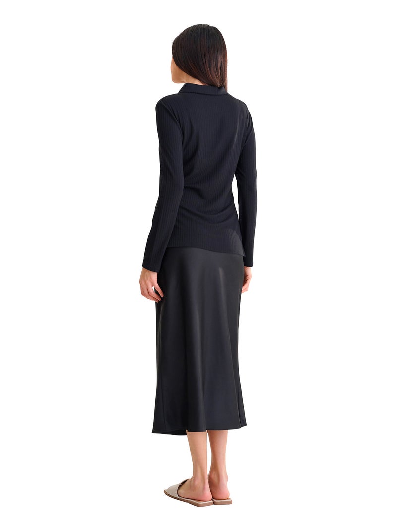 Top polo manches longues REMI Noir - Kiabi