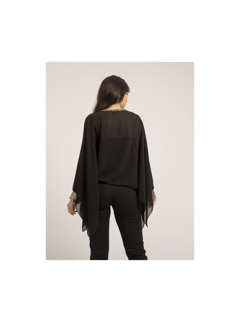 Top poncho voile FANTIA Noir - Kiabi