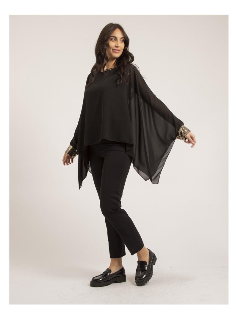 Top poncho voile FANTIA Noir - Kiabi