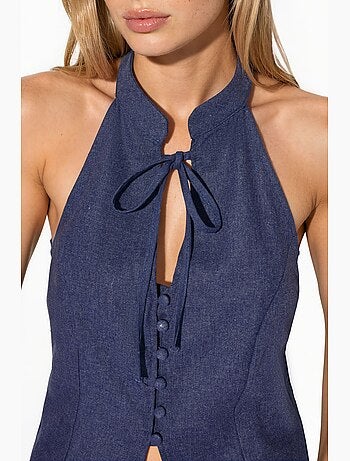 Top qipao dos-nu à boutons hiccup