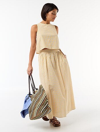 Top sans manches à motif Vichy