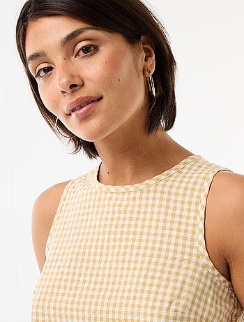 Top sans manches à motif Vichy