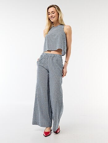 Top sans manches à motif Vichy