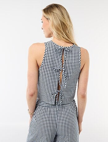Top sans manches à motif Vichy