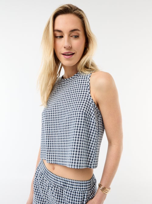 Top sans manches à motif Vichy - Kiabi