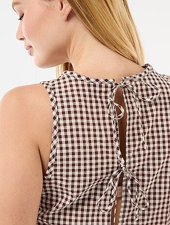 Top sans manches à motif Vichy