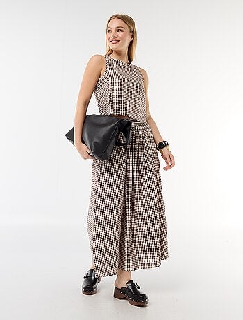 Top sans manches à motif Vichy