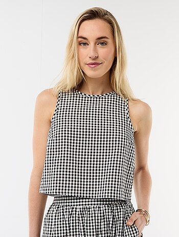 Top sans manches à motif Vichy