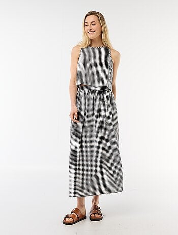 Top sans manches à motif Vichy