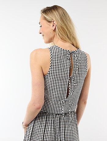Top sans manches à motif Vichy