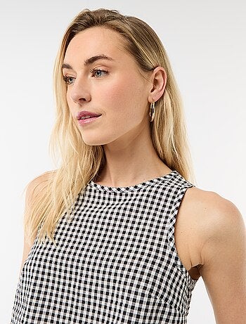 Top sans manches à motif Vichy