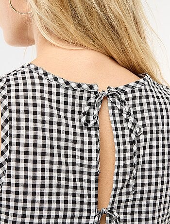 Top sans manches à motif Vichy