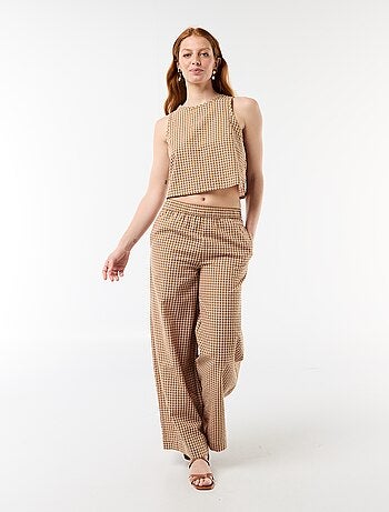 Top sans manches à motif Vichy