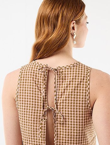 Top sans manches à motif Vichy