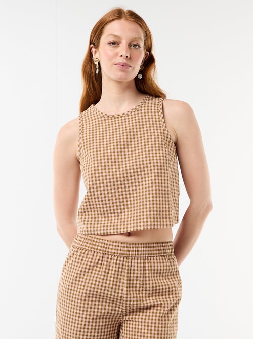 Top sans manches à motif Vichy - Kiabi