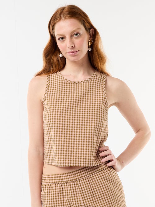 Top sans manches à motif Vichy - Kiabi