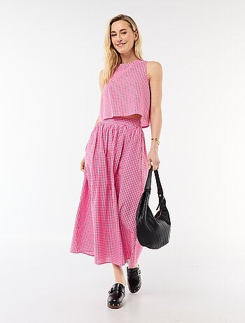 Top sans manches à motif Vichy